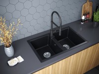 Мойка TANDEM 80/2, IT-GRANIT, PM238150-BLM, черный-металлик, 810х500 мм, Paulmark