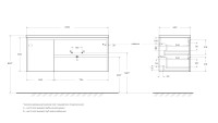 База под раковину подвесная BelBagno KRAFT-1200-2C-1A-SO-CG-R Cemento Grigio