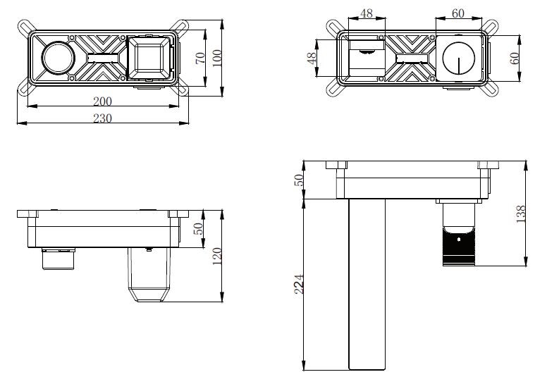 Смеситель для раковины Domus VBFW-5DM01BG встраиваемый, брашированное золото