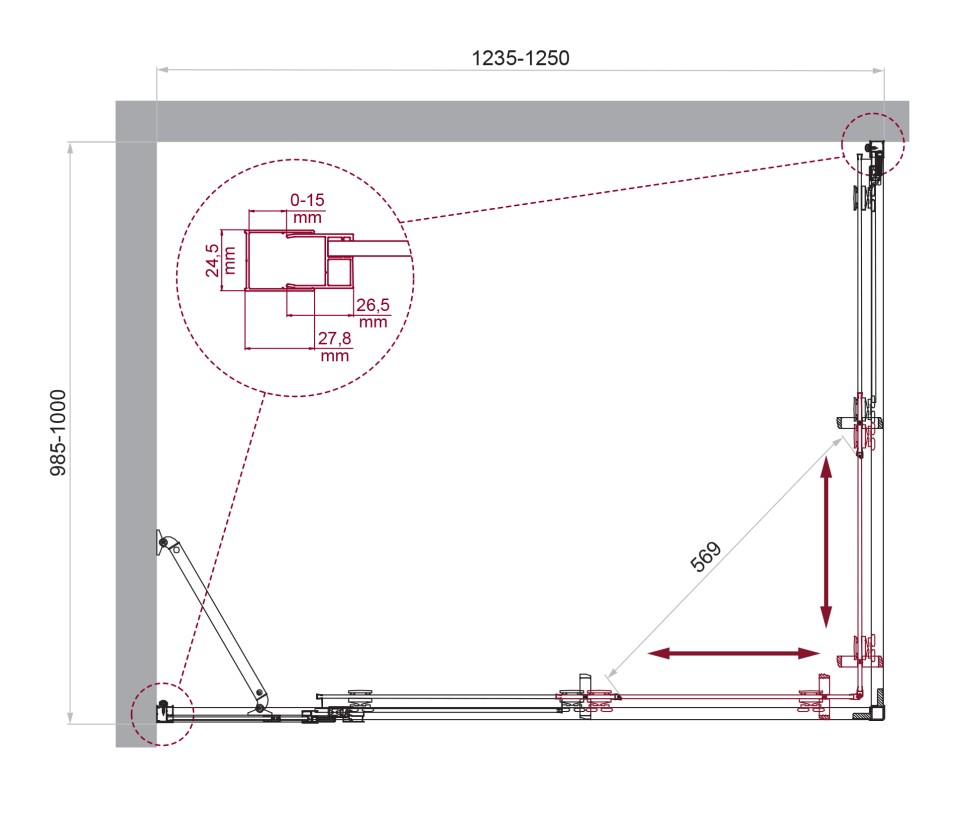 Душевой уголок BelBagno LUCE-AH-21-125/100-C-Cr
