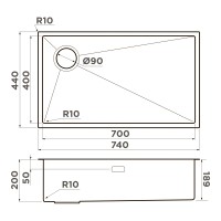 Кухонная мойка Omoikiri Taki 74-U/IF-L Side-IN нерж. сталь/нержавеющая сталь