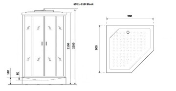 Душевая кабина Niagara Premium NG-6901-01D BLACK (90х90х220) низкий поддон(16 см),черный,стекло тонированное,4 места