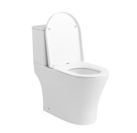 TORO Унитаз напольный белый, безободковый TORNADO, тонкое сиденье дюропласт, soft close IBERICA BLANCA