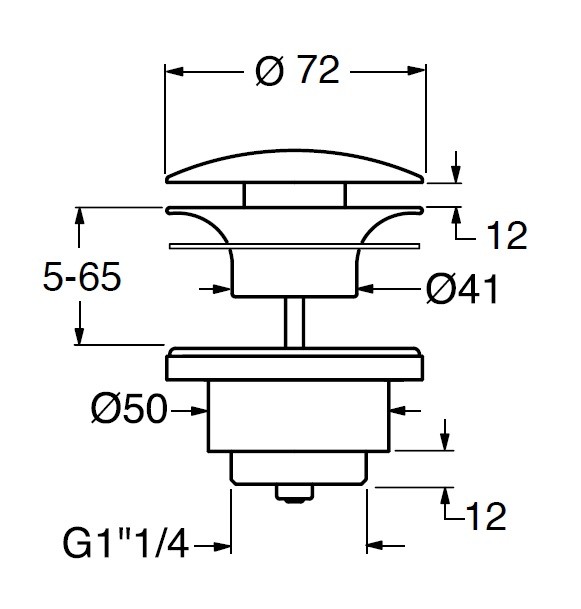 Донный клапан клик-клак GSI SPARES PCS24 для раковин/биде с переливом, цвет розовый матовый Blush