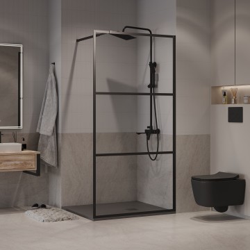 Душевая перегородка Niagara Nova NG-688-90BLACK (90х195) черный матовый,стекло прозрачное,1 место