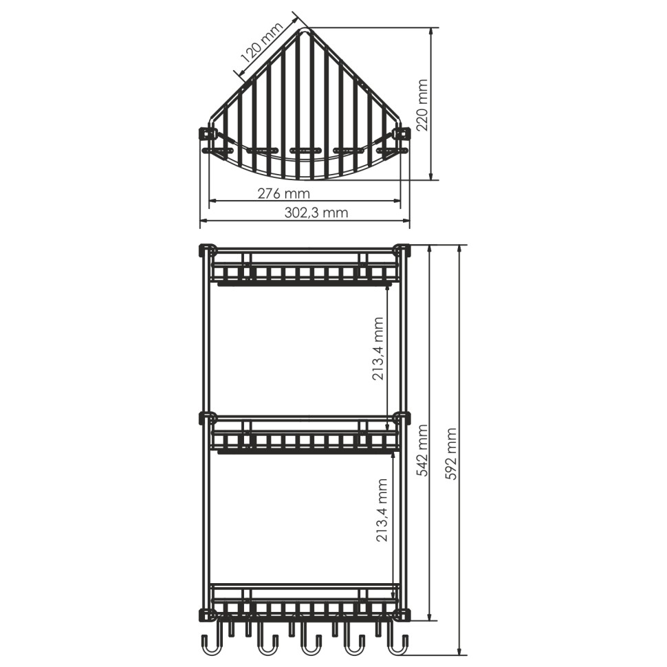 K-1233 Полка металлическая тройная  