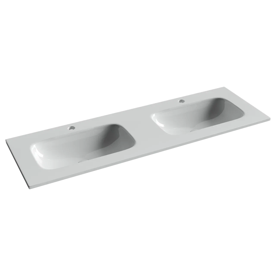 Раковина накладная мебельная CERAMICANOVA Grace прямоугольная 1410x457x137 с двумя чашами и отверстиями под смеситель цвет белый CN7022
