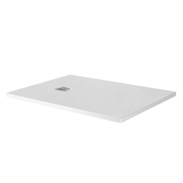 Душевой поддон из искусственного мрамора в комплекте с сифоном BelBagno UNO TRAY-MR-UNO-AH-100/80-35-W-CR