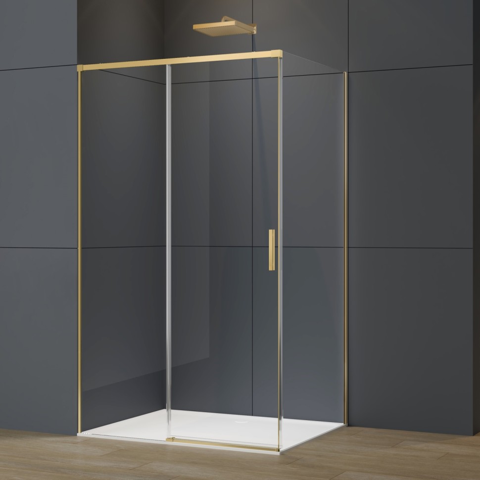 Душевой уголок Софт 2 (Soft 2) VSR-3SO28013CLG, 1300*800, брашированное золото, стекло прозрачное