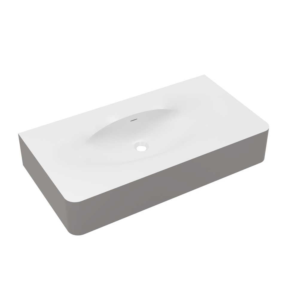 Раковина Vincea Caprise VCB-4CA100MWLG, Corian, цвет белый матовый + светло-серый матовый