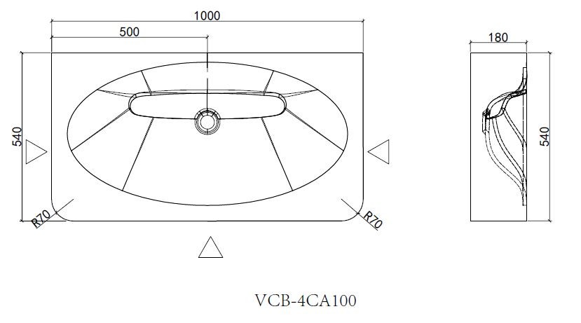 Раковина Vincea Caprise VCB-4CA100MWLG, Corian, цвет белый матовый + светло-серый матовый