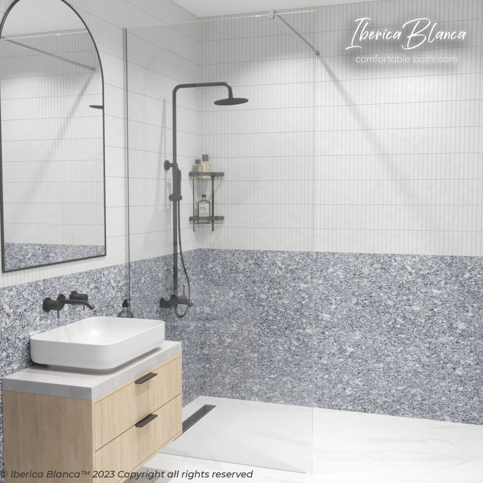 Душевая перегородка IBERICA BLANCA Mod.602 Walk In прозрачное стекло/хром 120х200см (IB602.SC.200.120)