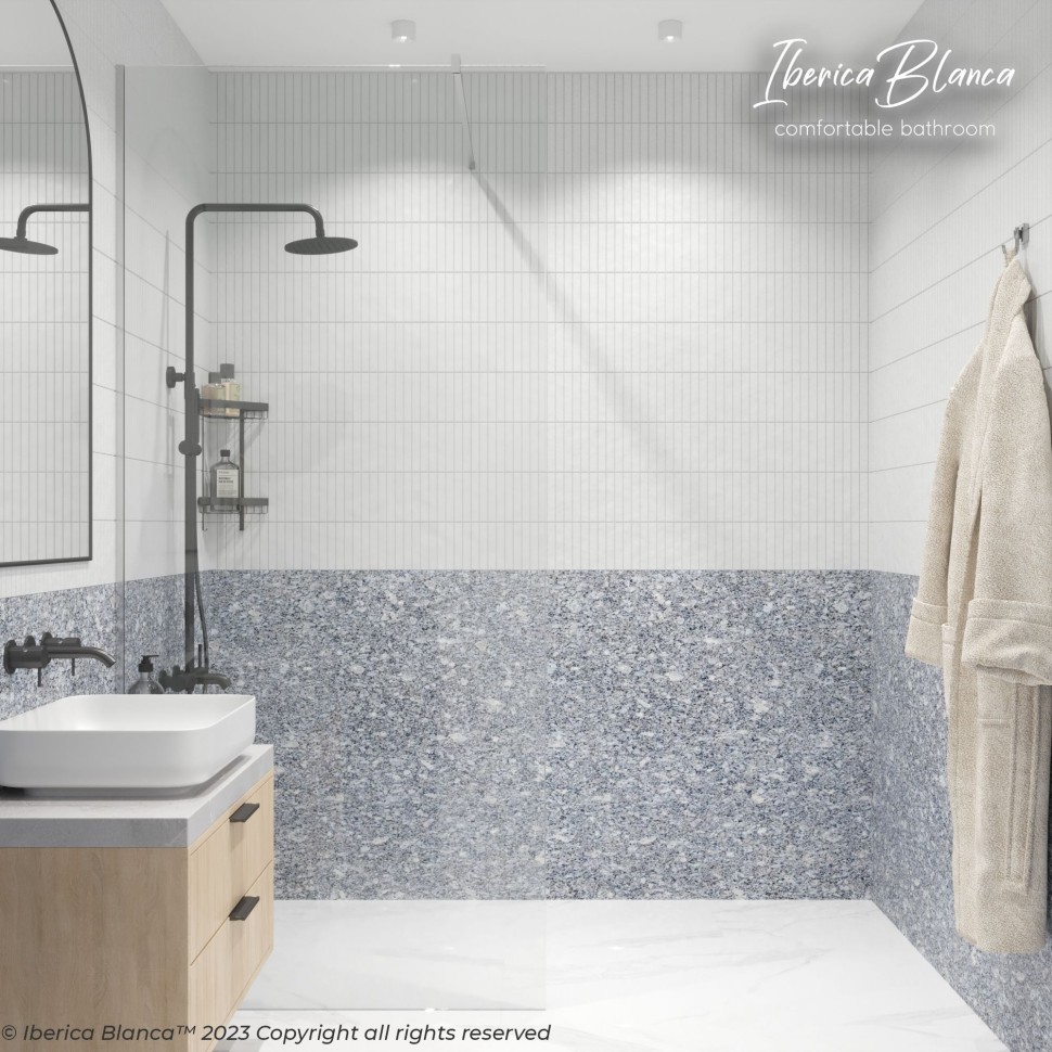 Душевая перегородка IBERICA BLANCA Mod.602 Walk In прозрачное стекло/хром 120х200см (IB602.SC.200.120)