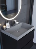 Раковина для ванной 60 см, Uperwood Classic Quartz, кварцевая, серая матовая, бетон