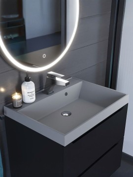 Раковина для ванной 60 см, Uperwood Classic Quartz, кварцевая, серая матовая, бетон