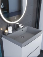 Раковина для ванной 60 см, Uperwood Classic Quartz, кварцевая, серая матовая, бетон