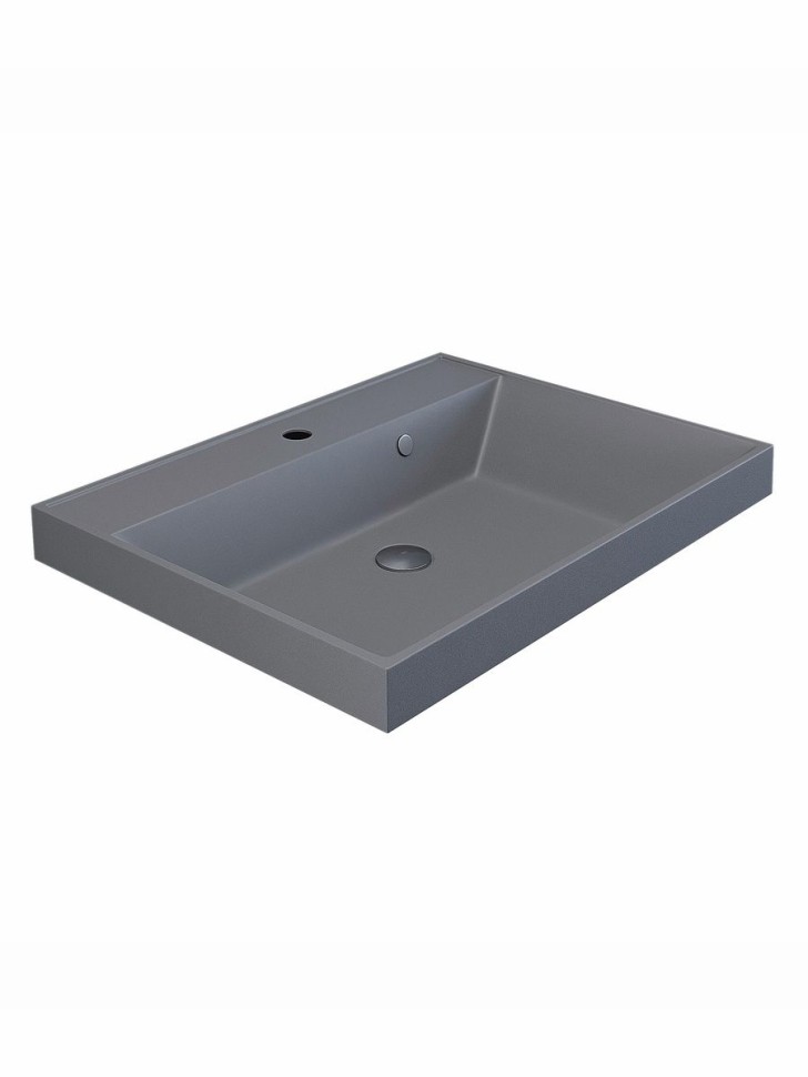 Раковина для ванной 60 см, Uperwood Classic Quartz, кварцевая, серая матовая, бетон