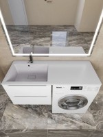 Раковина над стиральной машиной Uperwood Cosmos Quartz 120 см, левая, крыло справа, жасмин