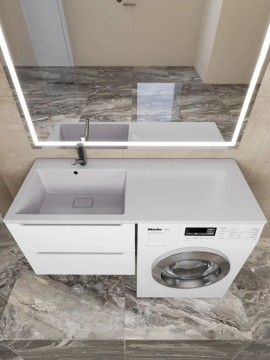 Раковина над стиральной машиной Uperwood Cosmos Quartz 120 см, левая, крыло справа, жасмин