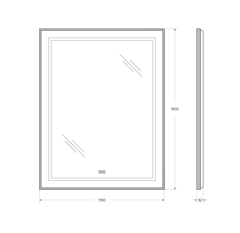 Зеркало BelBagno SPC-KRAFT-700-900-LED-TCH-WARM-NERO