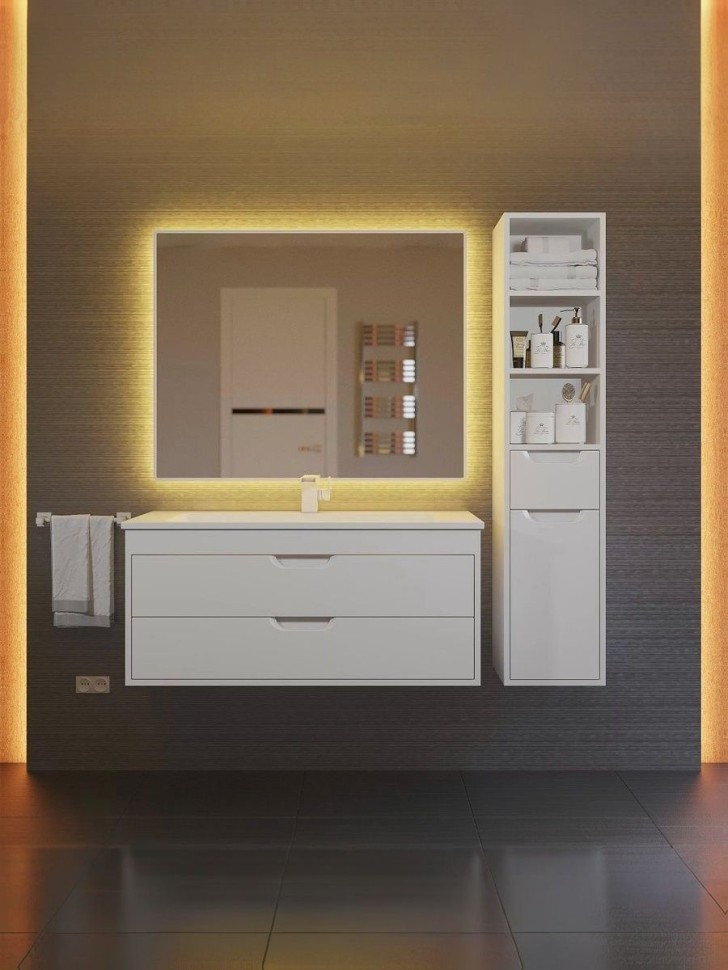 Тумба под раковину для ванной подвесная Uperwood Modul 95х44,4х55 см, белаяатовая