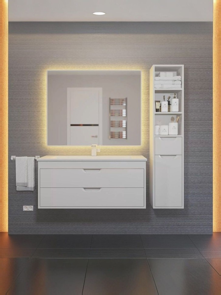 Тумба под раковину для ванной подвесная Uperwood Modul 95х44,4х55 см, белаяатовая