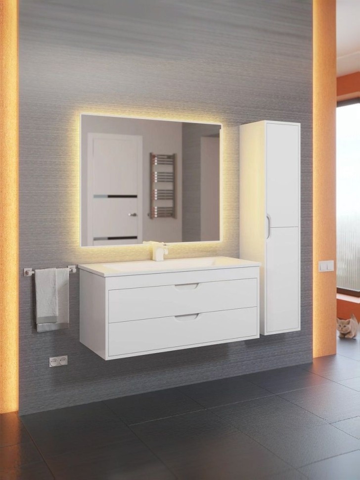 Тумба под раковину для ванной подвесная Uperwood Modul 95х44,4х55 см, белаяатовая