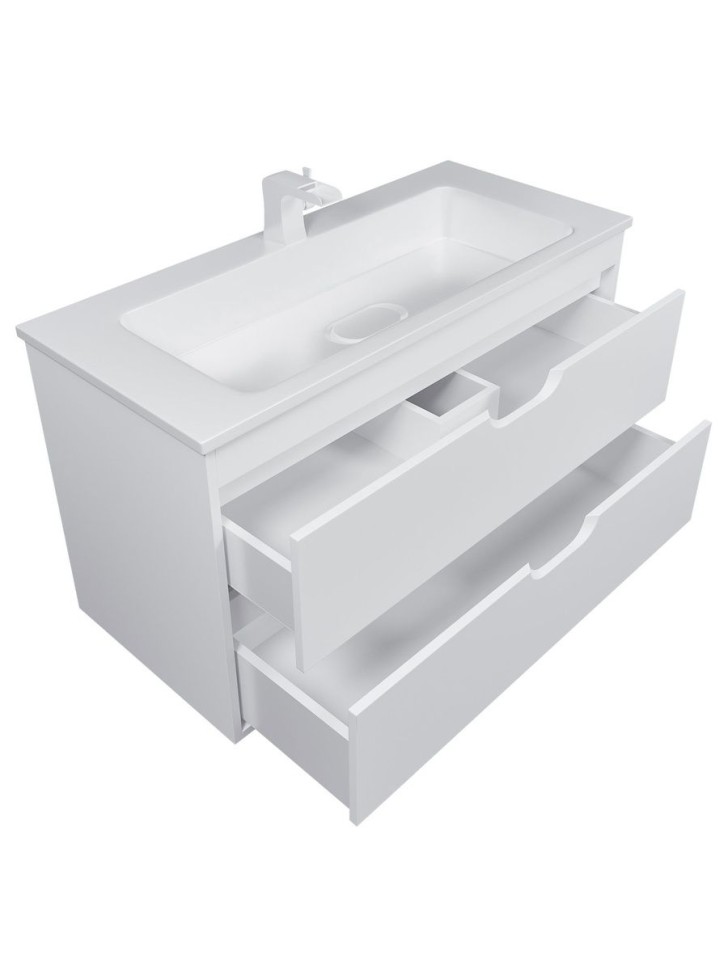 Тумба под раковину для ванной подвесная Uperwood Modul 95х44,4х55 см, белаяатовая