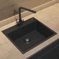 Кухонная мойка из искусственного камня Uperwood UPD-104, прямоугольная, цвет уголь