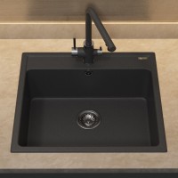 Кухонная мойка из искусственного камня Uperwood UPD-104, прямоугольная, цвет уголь