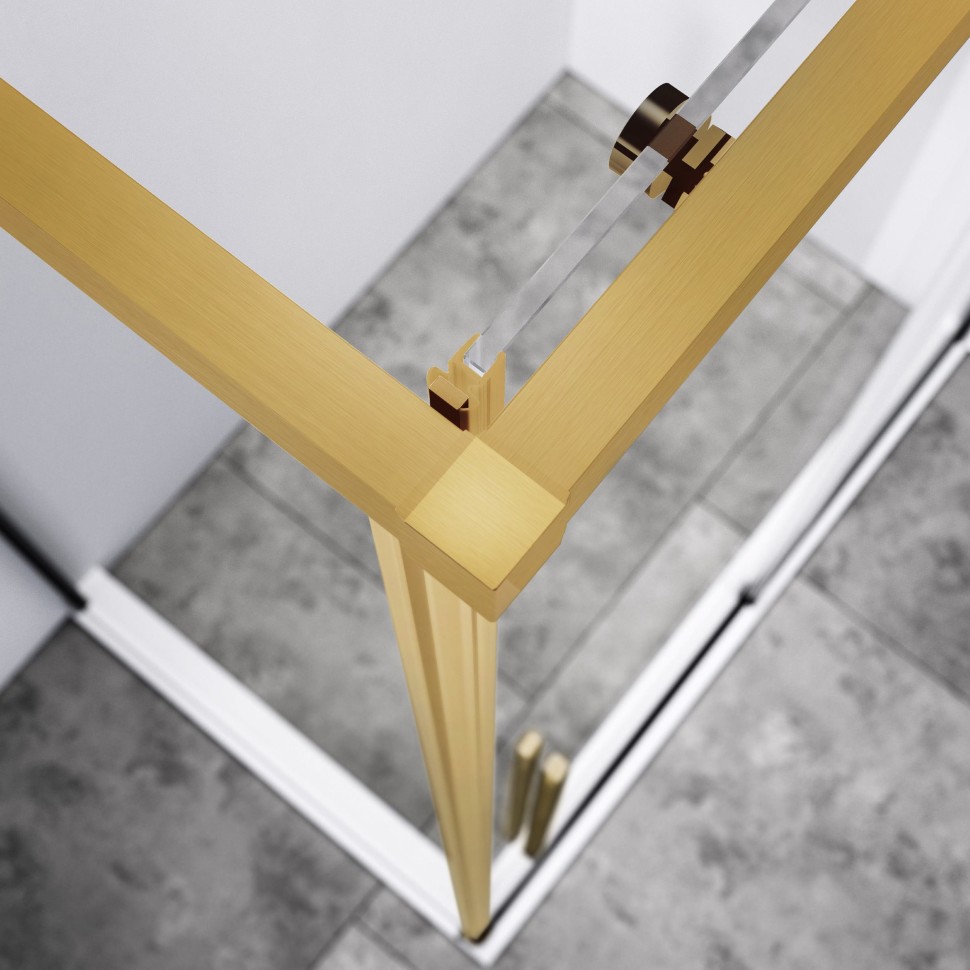 Душевой уголок Slim-N VSR-4SN8014CLG, 1400*800, брашированное золото, стекло прозрачное