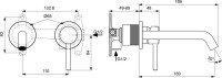 CERALINE Смеситель настенный для раковины Ideal Standard излив 180 мм, черный матовый  для монтажа с A1313NU