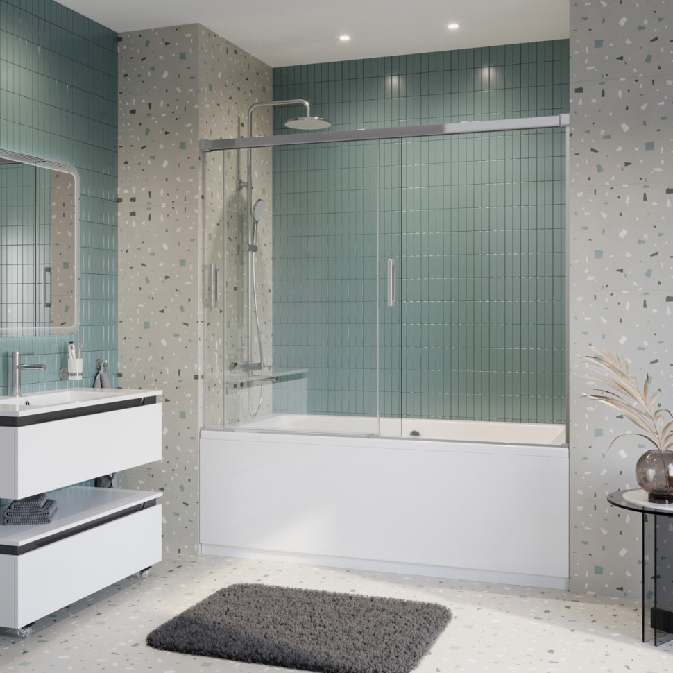 Душевая шторка на ванну CEZARES TANDEM-SOFT-VF-2-180/145-C-Cr-IV