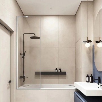 Шторка на ванну Veconi Palau PL-84B, 600x1500, черный, стекло прозрачное