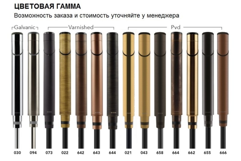 Наружная часть механического смесителя для ванны BOSSINI PLY Z00945.043 на 2 потребителя, с лейкой и шлангом, цвет Брашированное золото