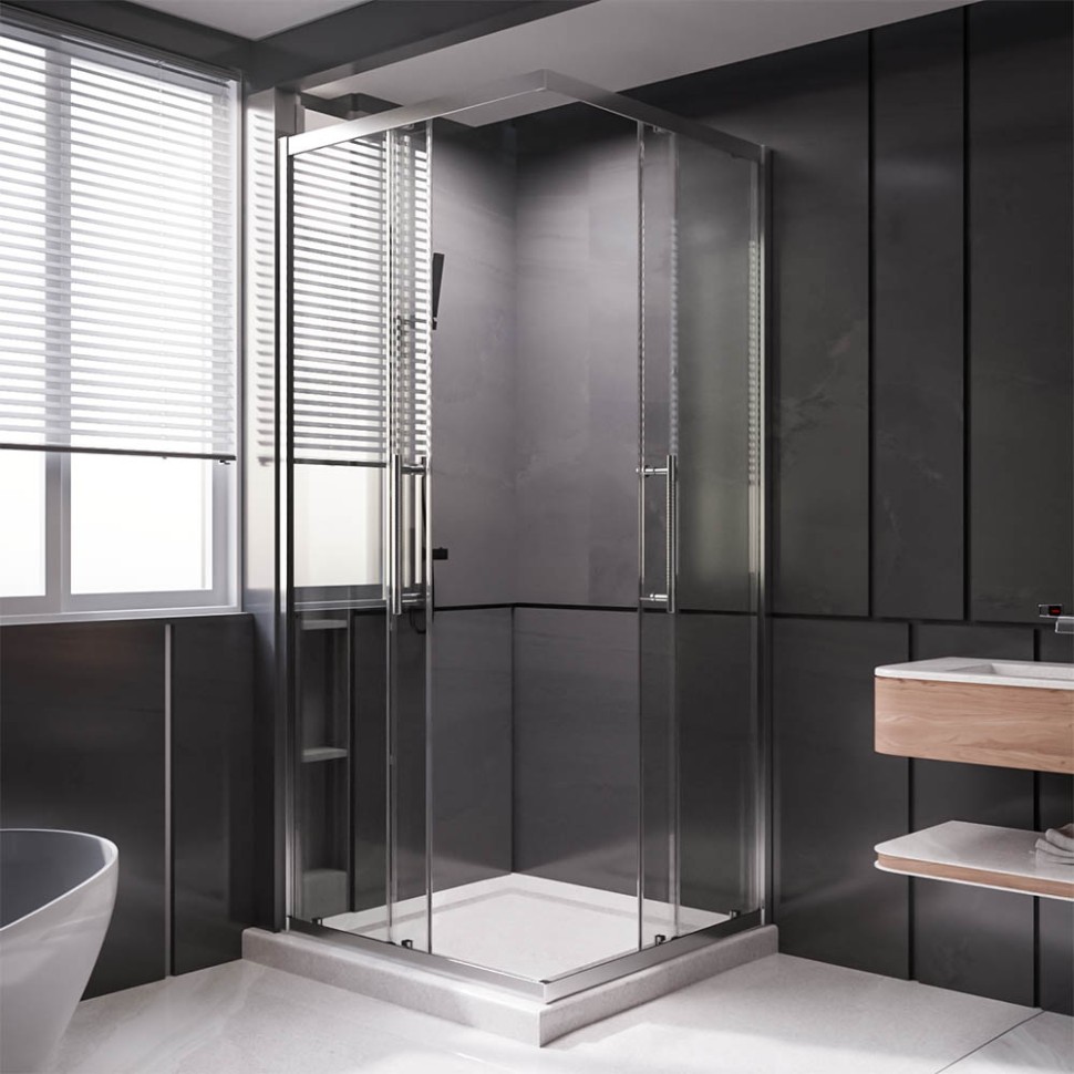 Душевой угол Veconi Premium Trento PTC-20CH, 1100Х900x2000, хром, стекло прозрачное