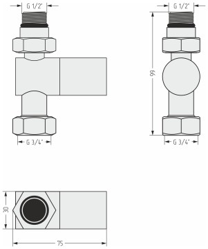 Вентиль прямой цилиндр (G 1/2" НР х G 3/4" НГ)