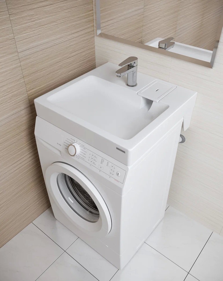 Раковина над стиральной машиной BERG 710431, белая, 60х50, с комплектом, Paulmark