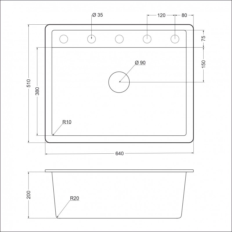 Кухонная мойка ЕМАR EMQ-1640.Q EMQ-1640.Q Барит