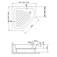 Душевой поддон трапеция RGW BT/CL-S (900x900)
