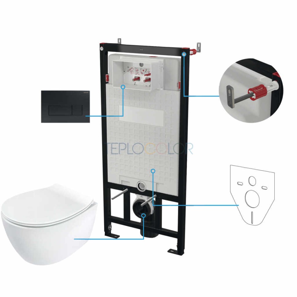 Унитаз с сиденьем, скрытого монтажа, 6 в 1