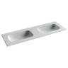 Раковина накладная мебельная CERAMICANOVA Grace прямоугольная 1410x457x137 с двумя чашами без отверстий под смеситель цвет белый CN7022wx