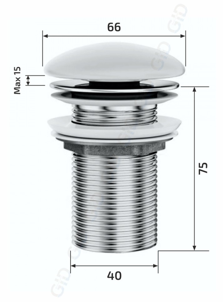 Донный клапан Gid без перелива Bl100 72201K черный глянцевый 7x7x10
