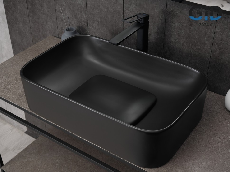 Раковина Gid Bm9598 53365 накладная черная матовая 61x38x15