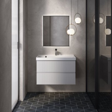 AQM900180WH "S1" тумба под умывальник подвесная 80 см., цвет белый глянец.