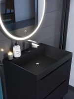 Раковина для ванной 60 см, Uperwood Classic Quartz, кварцевая, черная матовая, уголь