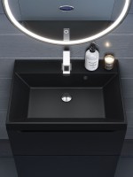 Раковина для ванной 60 см, Uperwood Classic Quartz, кварцевая, черная матовая, уголь