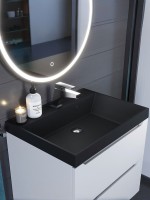 Раковина для ванной 60 см, Uperwood Classic Quartz, кварцевая, черная матовая, уголь