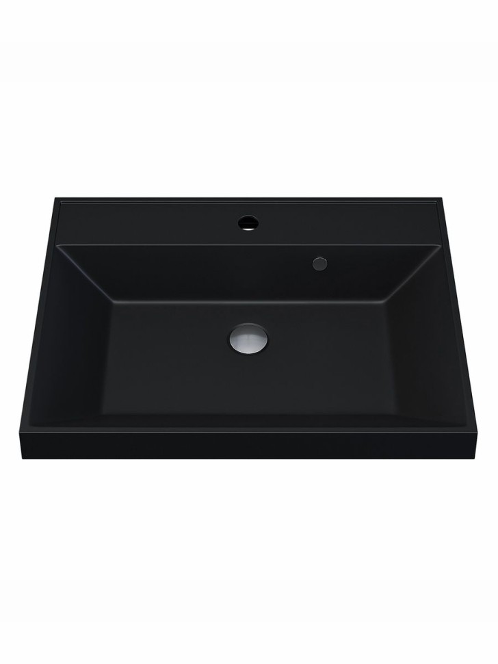 Раковина для ванной 60 см, Uperwood Classic Quartz, кварцевая, черная матовая, уголь