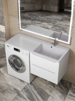 Раковина над стиральной машиной Uperwood Cosmos Quartz 120 см, правая, крыло слева, жасмин